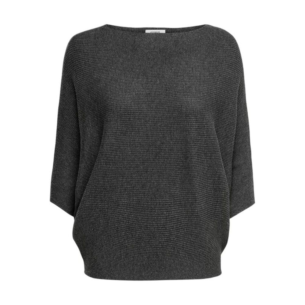 Only Womens/Ladies Crew Neck Boxy Dolman Sweater Top / Dark Grey Melange